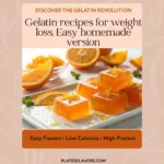 Orange gelatin cubes on a white plate surrounded by fresh orange slices. A refreshing, low-calorie, high-protein dessert designed for healthy weight loss.